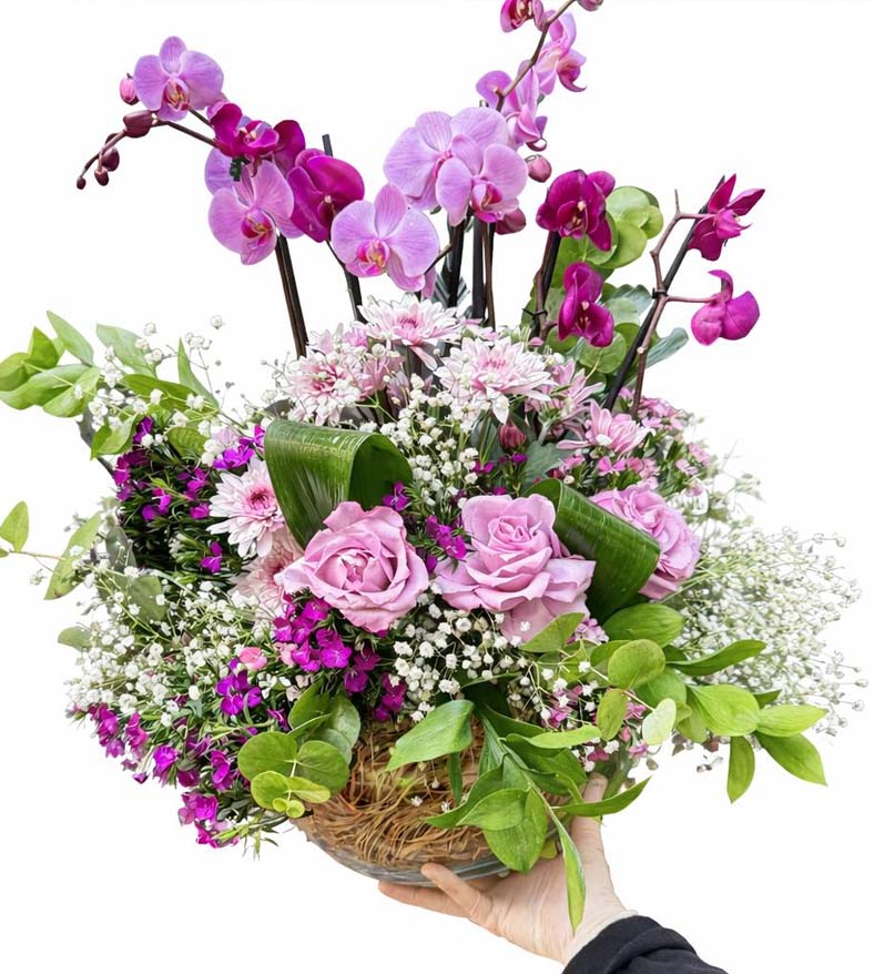 Orkide ve Pembe Gül Premium Aranjmanı